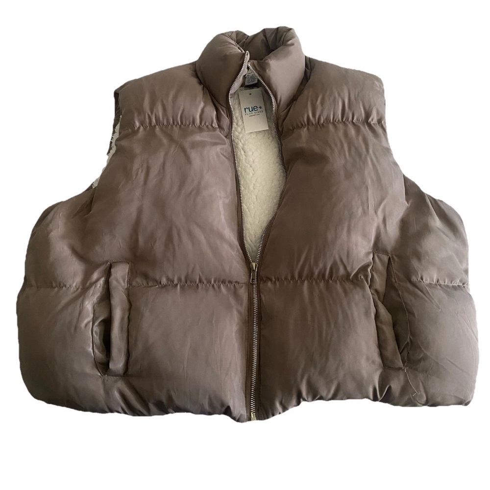Taupe Puffy Vest Bomber Jacket plus Size 2X sleeveless comfy